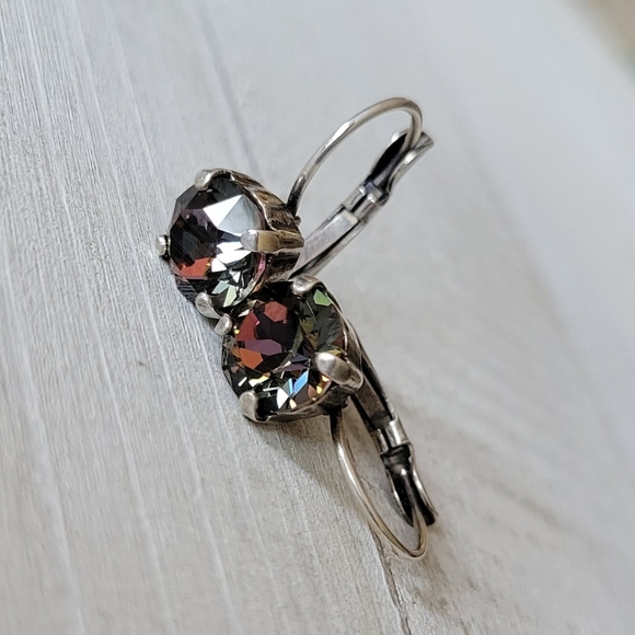 Austrian Crystal Earrings in Antique Silver - Picture 4 of 9